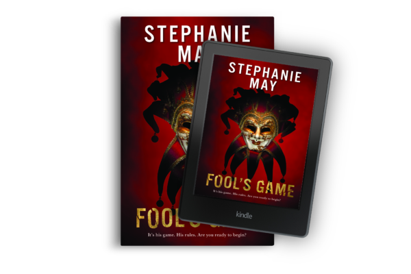 Red book cover with a jester mask and the title "fool's game"